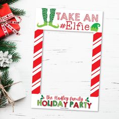 a holiday photo frame with the words take an elf on it