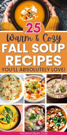 25 warm and cozy fall soup recipes you'll absolutely love cover image with text overlay