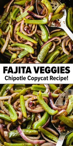 fajita veggies in a skillet with the title text above it