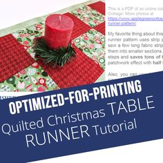 Printable Tutorials BUNDLE Table Runner Tutorial, Diy Xmas Gifts, Christmas Table Runner, Fabric Strips, Printed Quilt, Printable Patterns