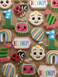 Cocomelon Ladybug, Ladybug Cookies, Cracked Cookies, Aaliyah Birthday, Boys 1st Birthday Cake, Baby Birthday Party Theme, Boys First Birthday Party Ideas, Rainbow Cookies, Beautiful Birthday Cakes