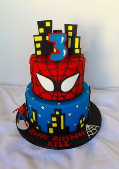 a spiderman themed birthday cake is displayed on an instagram page for the first time