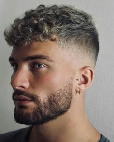 Men Haircut Styles Short Curly, Short Curly Haircuts Men Fade, Curly And Wavy Hairstyles Men, Mens Same Length Haircut, Mens Curly Fade, Short Hair Cuts For Men With Curly Hair, Wavy Perm Men Short Hair, Skin Fade Curly Hair Men