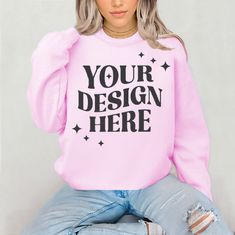 Pink Casual Sweatshirt With Custom Print, Customizable Pink Tops With Letter Print, Pink Long Sleeve Sweatshirt With Branding, Pink Crew Neck Sweatshirt With Branding, Light Pink Sweatshirt, Pink Crew Neck Sweater, Photo Png, Aesthetic Lifestyle, Sweatshirt Mockup