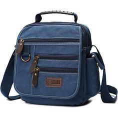 *Materials: The Canvas Shoulder Bag Use High-Quality Canvasmatching Solid Hardware Buckle And Pu Production, Which Is Wear-Resistant Dirt-Resistance. Sturdy And Durable *Size And Weight:Measurement In 9.4 X 3 X 10.6 Inch(L X W X H). Only 0.9lb/14.1oz. Adjustable Shoulder Strap, Suitable For All Seasons *Structure: There Are Three Zipper Pockets On The Cover, And One Zipper Pocket Under The Cover. There Are Side Pockets On Both Sides. There Is A Zipper Pocket On The Back. There Are Two Main Compa Functional Blue Crossbody Shoulder Bag, Blue Canvas Bag With Zipper Closure, Blue Rectangular Canvas Bag With Zipper Closure, Large Capacity Blue Canvas Crossbody Bag, Blue Large Capacity Crossbody Canvas Bag, Blue Backpack-style Shoulder Bag With Pockets, Blue Canvas Satchel Shoulder Bag, Blue Shoulder Bag Backpack With Pockets, Functional Blue Shoulder Bag