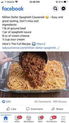 someone is eating spaghetti from a plastic container on their facebook page, and it looks like they