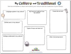 an image of a worksheet for children to learn how to use culture and fractions