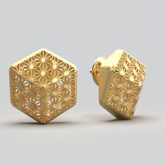 Explore the allure of stunning Italian gold earrings featuring a captivating geometric pattern. Elevate your style with these statement gold stud earrings, adorned with the exquisite Sashiko Japanese pattern, showcasing a harmonious blend of Italian craftsmanship and Japanese design. Embrace the unique charm of hexagonal earrings, making a bold statement in the world of gold jewelry. Discover the perfect fusion of elegance and modernity with these Italian gold geometric earrings - a testament to style and sophistication. Customizable Materials: 14k solid yellow gold, white gold, rose gold 18k solid yellow gold, white gold, rose gold ❥ Production time for custom design A new customized solid gold piece will take from 3 to 4 weeks to be designed and finished. In case of a particular gemstone Gold Geometric Earrings For Formal Occasions, Modern Gold Octagon Earrings, Modern Gold Hexagon Earrings, Elegant Gold Hexagon Earrings, Italian Gold Earrings, Design Japonais, Japanese Jewelry, Earrings Making, Italian Craftsmanship