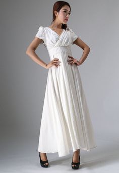 boho wedding dressWhite long dressProm Dresswhite Empire Waist Dress For Prom, Fitted Empire Waist Dress For Prom Season, Fitted Empire Waist Dress For Prom, Wedding Bridesmaid Dress With Empire Waist, Fitted Bodice V-neck Bridesmaid Dress For Wedding, Fitted Empire Waist Maxi Dress For Prom, A-line Bridesmaid Dress With Ruched Bodice For Wedding, A-line Bridesmaid Dress With Ruched Bodice, Fitted Empire Waist Dress For Banquet