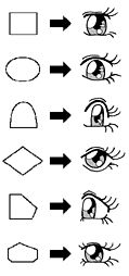 an eye diagram with arrows pointing to the left and right directions for each individual's eyes