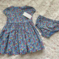 Item Comes From A Clean Smoke/Pet Free Home. Item Is Nwt. Ralph Lauren Blue Summer Dress, Ralph Lauren Cotton Playtime Dress, Ralph Lauren Cotton Dresses For Playtime, Cute Ralph Lauren Dress For Spring, Blue Cotton Playwear Dress, Cute Fitted Ralph Lauren Dress, Blue Cotton Dress For Playwear, Playful Blue Dress For Playdate, Playful Blue Dresses For Playdate