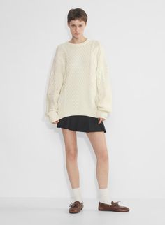 PEGGY SWEATER | Aritzia Peggy Sweater, Big Comfy Sweaters, Curly Wurly, Sweater Aritzia, Denim Short Dresses, Comfy Sweater, Organic Cotton Yarn, Cable Stitch, Fully Fashioned