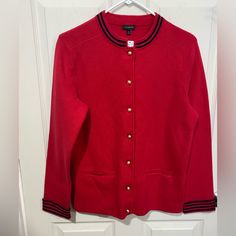 Reposhing This Item I Purchased From @Sjm3806. Loved It, But Didn't Fit. Never Worn. Brand New With Tags. Red Buttoned Cardigan For Work, Red Buttoned Sweater For Work, Classic Red Cardigan With Buttons, Classic Red Buttoned Cardigan, Red Workwear Sweater With Button Closure, Button Down Cardigan, Talbots Sweater, Sweaters & Cardigans, Button Downs