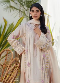 Farah Talib Aziz. Acacia Tea Rose Cross Stich Cotton Sleek Straight Hair, Pink Cross Stitch, Farah Talib Aziz, Y2k Swimsuit, Luxury Pret, Embroidered Kurti, Pakistani Fancy Dresses