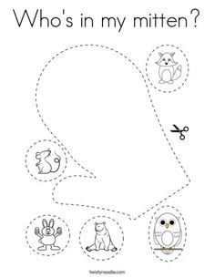 the letter q is for mitten worksheet with an owl and other animals