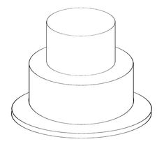 a drawing of a three tiered cake on top of a plate, with the bottom layer