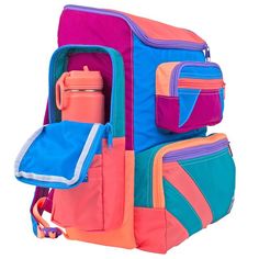 Blue School Backpack With Water Bottle Pocket, Blue Functional Rectangular Backpack, Functional Blue Rectangular Backpack, Blue Backpack With Water Bottle Pocket For Daily Use, Multicolor Rectangular Bag With Water Bottle Pocket, Blue Standard Backpack With Water Bottle Pocket, Functional Blue Backpack With Zipper Pocket, Sporty Multicolor Rectangular Backpack, Multicolor Travel Bags With Functional Pockets