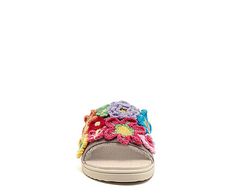 Rocket Dog Novel Women's Slide Sandal Pops of color stand out in the Novel women's Slide Sandal from Rocket Dog. With a canvas upper featuring multicolor crochet flowers, this Slide is cute with a sundress. The footbed cushions every step, while the outsole adds traction. Canvas upper Slip-On Floral crochet accents EVA footbed Traction outsole Summer Vacation Sandals With Crochet Trim, Casual Beach Sandals With Crochet Trim, Casual Sandals With Crochet Trim For Beach, Crochet Open Toe Sandals For Spring, Casual Crochet Trim Sandals For Beach, Spring Crochet Open Toe Sandals, Casual Open Toe Sandals With Crochet Trim, Casual Spring Sandals With Crochet Trim, Cotton Sandals For Vacation In Spring