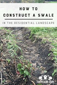 a dirt path with the words how to construct a swale in the residential landscape