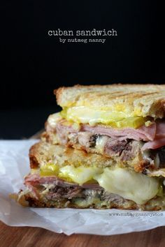 a sandwich with meat and cheese on it