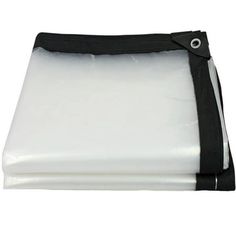 a white sheet with black straps on it