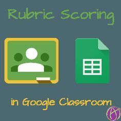 an image of the title for rubrite scoring in google classroom, with two icons