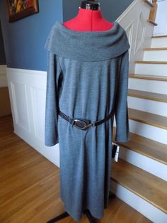 NEW High Boat Neck Heather Gray Sweater Dress Lennie Size XL Belted Retail $79  | eBay Gray Sweater Dress, Something Navy, Grey Sweater Dress, Boatneck Sweater, Gray Sweater, The Store, Winter Dresses, Boat Neck