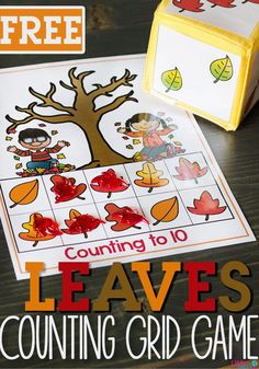 an autumn themed counting game with leaves on it and the words counting to 10 in front of