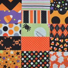 a patchwork halloween quilt with lots of different patterns