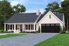 this is an artist's rendering of the country style house plans for small homes