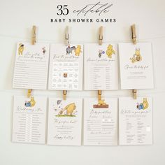 a baby shower game with winnie the pooh characters