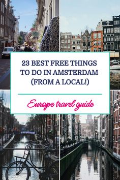 Pinterest pin that shows photos of amsterdam canal and streets. Amsterdam Attractions, Amsterdam Itinerary, Amsterdam City Guide, Things To Do In Amsterdam, To Do In Amsterdam, Visit Amsterdam, Dutch Windmills, Red Light District, Amsterdam Travel