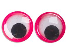 pair of pink eyeballs with black center and white outer part, on white background