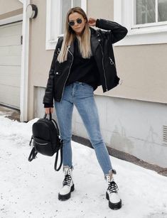 30 Timeless Outfit Ideas With White Combat Boots In 2022 - Hood MWR How To Wear White Doc Martens, White Doc Martens Outfit Winter, Dr. Martins, Black Combat Boots Outfit, Black And White Boots