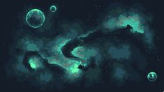 an animated space scene with stars and planets