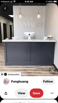 the front desk of tanquee is shown on an iphone