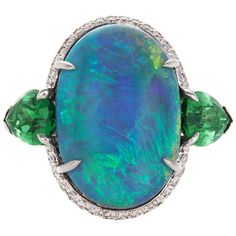 AGL 10.99 Carat Black Opal Ring with 4.36 Cts Tsavorite and Diamond in Platinum For Sale at 1stDibs Luxury Black Opal Ring, Elegant Style, Black Opal Fine Jewelry, Luxury Unique Round Gemstones, Luxury Classic Opal Ring Oval Cabochon, Luxury Cabochon Opal Ring For Engagement, Luxury Green Opal Ring With Polished Finish, Oval Multi-stone Emerald Ring In Platinum, Luxury Green Oval Opal Ring, Luxury Green Multi-stone Opal Ring