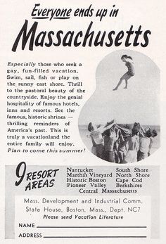 an old advertisement from the early 1900's advertising for masachusetts