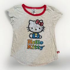 Sanrio Hello Kitty Gray Red Little Girls Size XL Regular Sparkly Sleeve  T-Shirt  | eBay Hello Kitty T Shirt, Hello Kitty Baby, T Shirt Picture, Shirt Refashion, Disney Shirt, Hello Kitty Collection, Red Shirt, Grey Shirt, Refashion Clothes