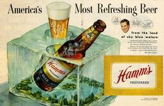 an advertisement for hammer's beer on ice