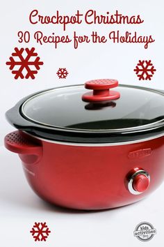 a red slow cooker with the words 20 + slow cooker recipes kids love