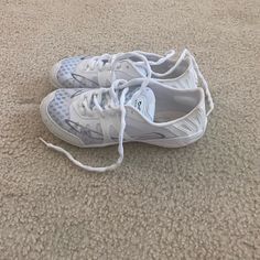 Worn 1 Time Like Brand New!!! Size 5 Cheer Shoes!! Nfinity Cheer Shoes!! White!! Comes With Case!! Cheer Shoes Infinity, White Cheer Shoes, Infinity Cheer Shoes, Cheer Shoes Aesthetic, Cheer Stuff To Buy, Running Shoes With White Sole And Laces, Sporty Running Shoes With White Sole And Laces, Running Sneakers With White Laces And Round Toe, Sneakers With White Laces For Running