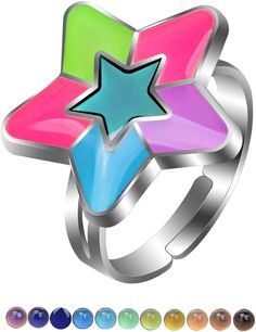 Peace Mood, Mood Ring Colors, Moon Pentagram, Color Changing Ring, Mood Rings, Finger Ring For Women, Kids Feelings, Women Cartoon, Mood Changes