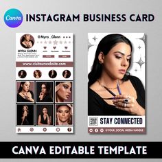 the instagram business card is designed to look like an elegant woman