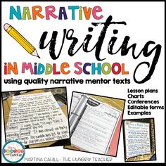 an image of writing in middle school using qutily narrow mentor texts with text