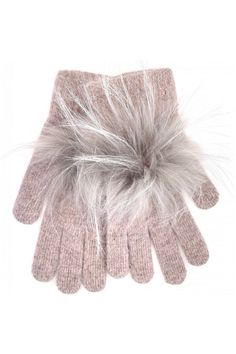 Linda Richards Pom Pom Gloves GL04 | Taupe Wool Blend, Pom Pom, Cashmere, Great Gifts