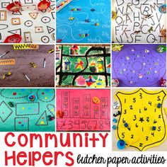 a collage of different pictures with the words community helpers written on them