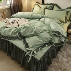 Corfu Bow 100% Cotton 5 pcs Duvet Comforter Set - Tranquility Bed Duvet Comforter Sets, Girls Duvet Covers, Bed Quilts, Bed Comforter Sets, Bed Quilt Cover, Luxury Bedding Set, Twin Bed Sets, Bed Skirt, Bed Sets