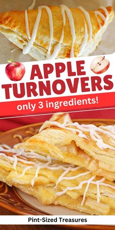 an advertisement for apple turnoverers on a plate