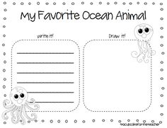 an ocean animal writing paper with the words, my favorite ocean animal